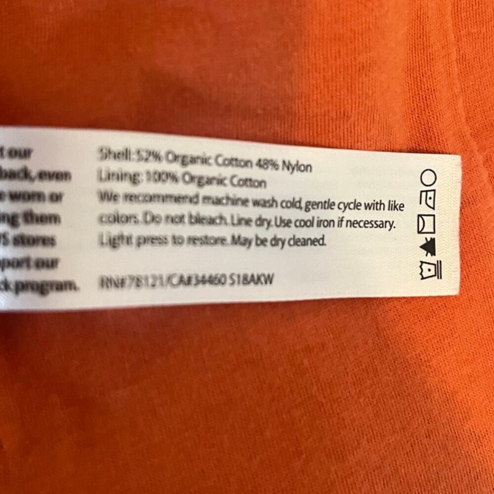 Women's Eileen Fisher Orange Organic Cotton Nylon Hooded Jacket Coat Sz Large - Picture 6 of 7